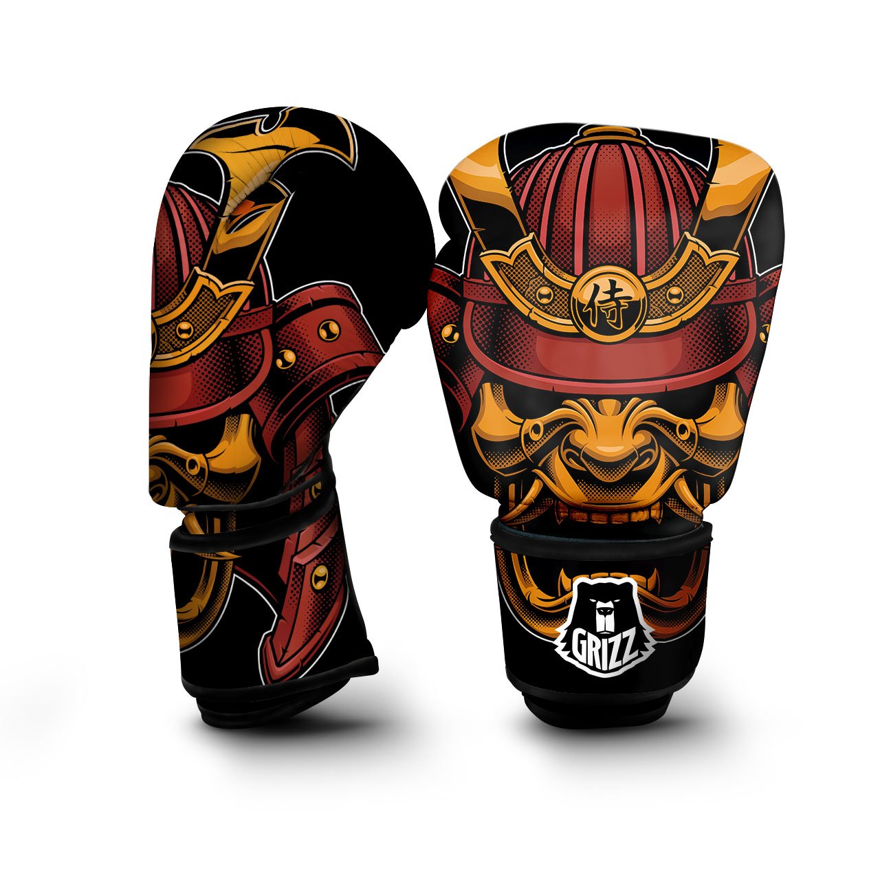 Mask Samurai Warrior Print Boxing Gloves-grizzshop