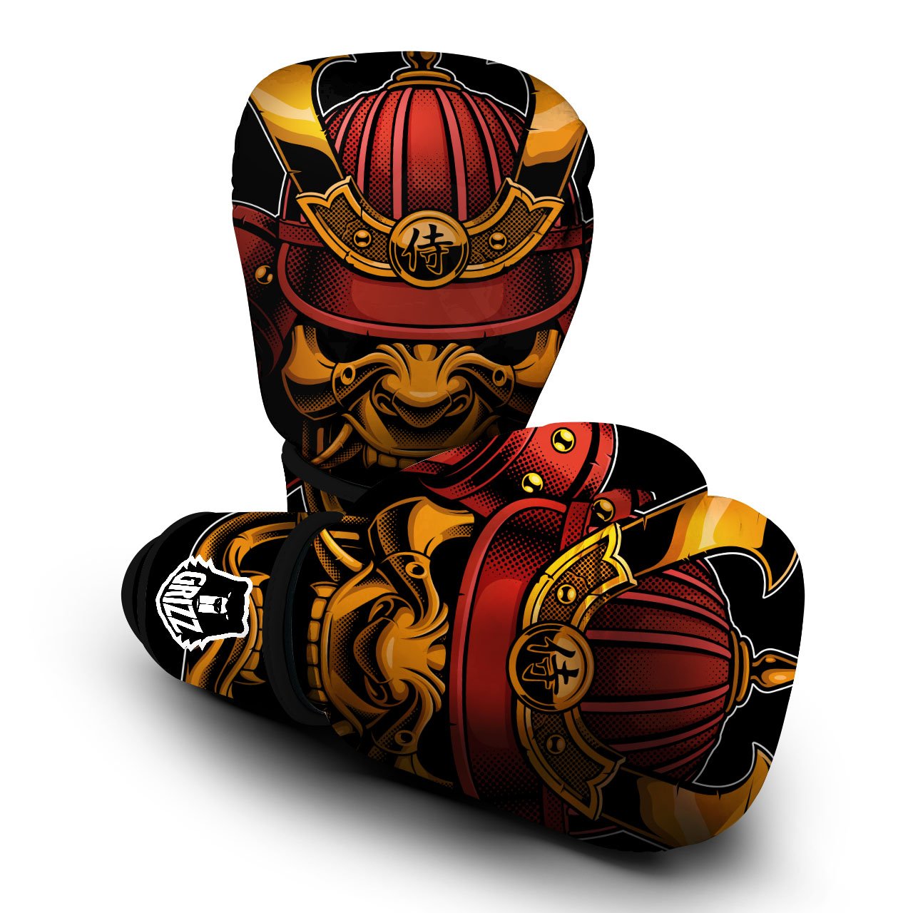 Mask Samurai Warrior Print Boxing Gloves-grizzshop