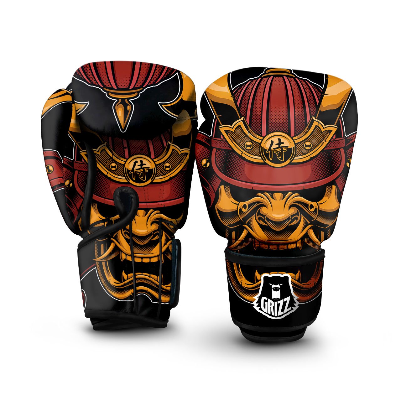 Mask Samurai Warrior Print Boxing Gloves-grizzshop