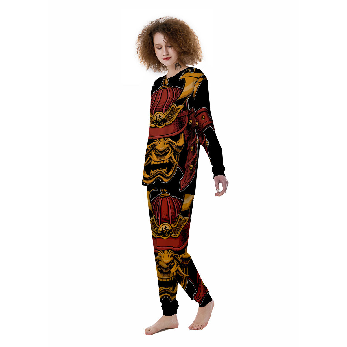 Mask Samurai Warrior Print Women's Pajamas-grizzshop