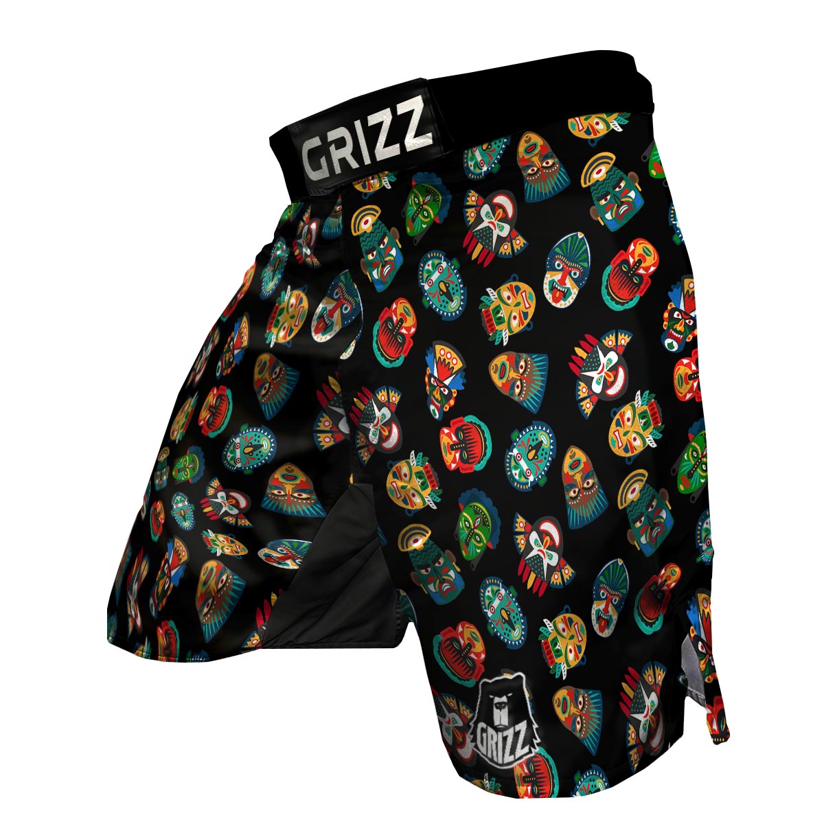 Mask Tribal Tiki Print Pattern MMA Shorts-grizzshop