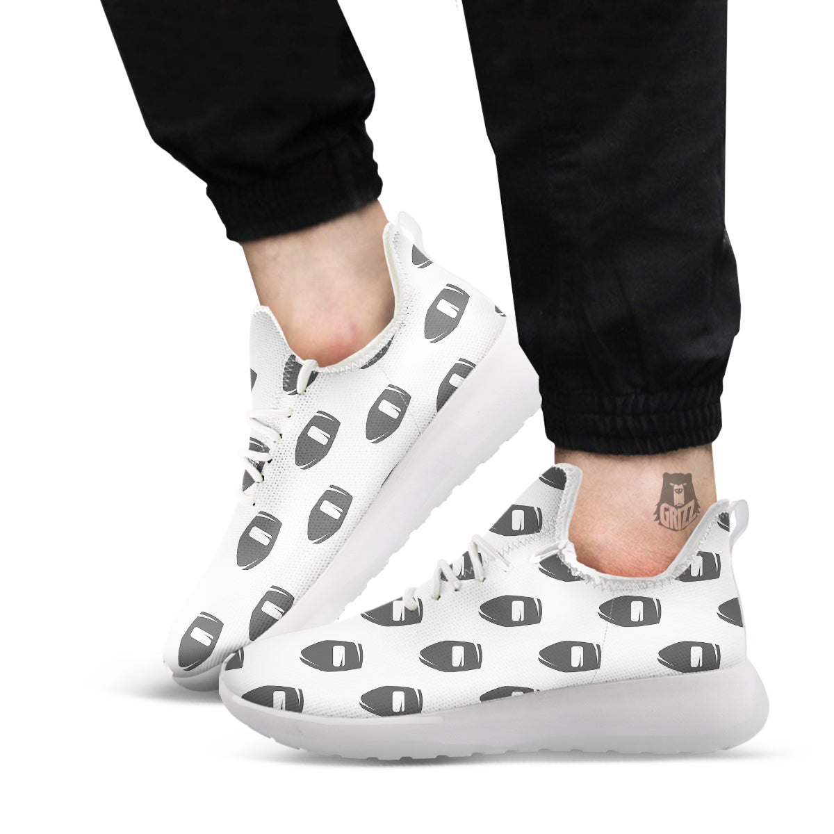 Mask Welding Print Pattern White Athletic Shoes-grizzshop