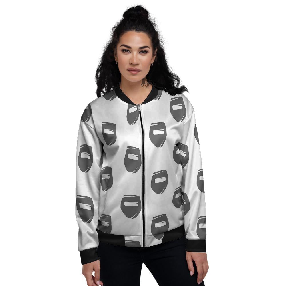 Mask Welding Print Pattern Women's Bomber Jacket-grizzshop