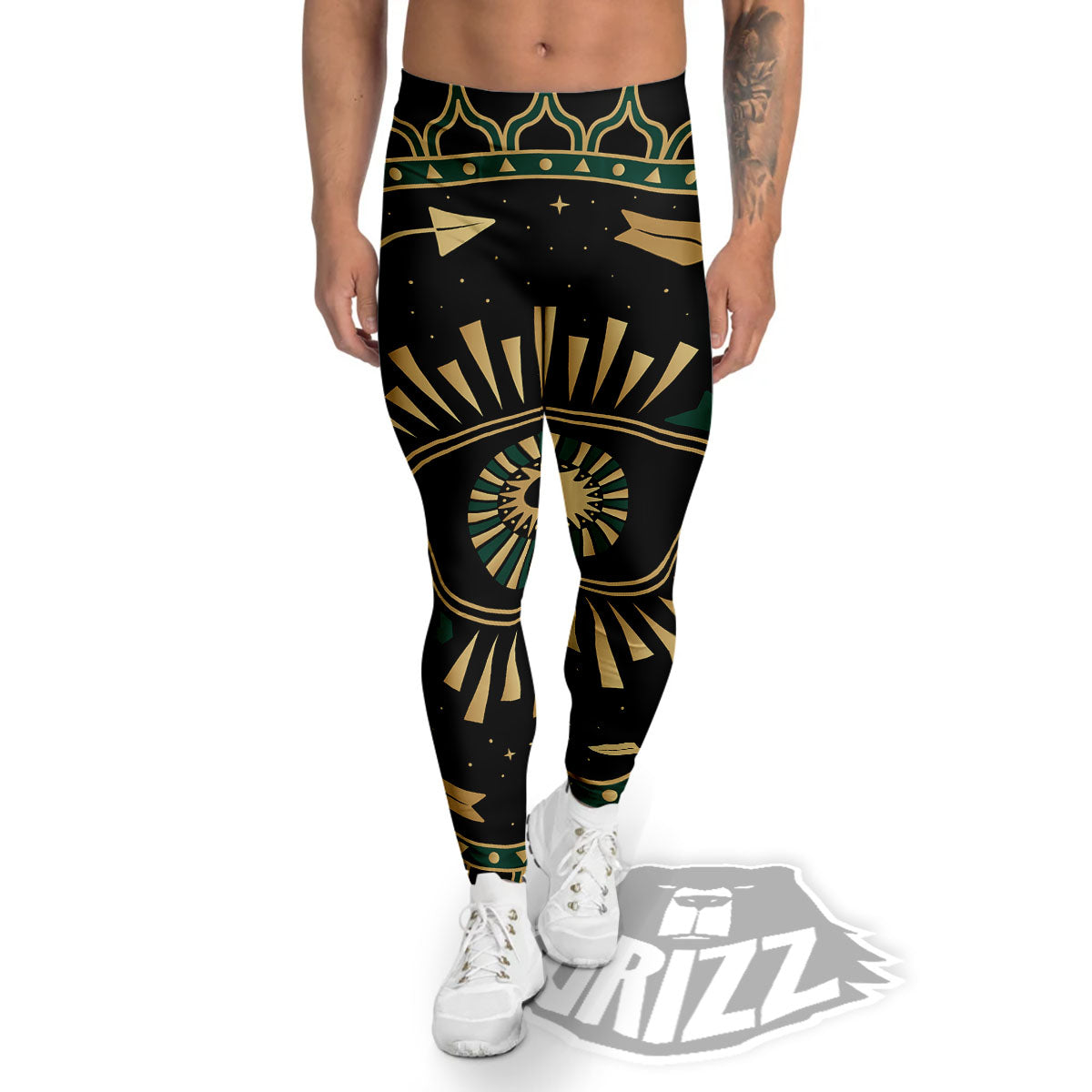 Masonic Eye Green Print Men's Leggings-grizzshop