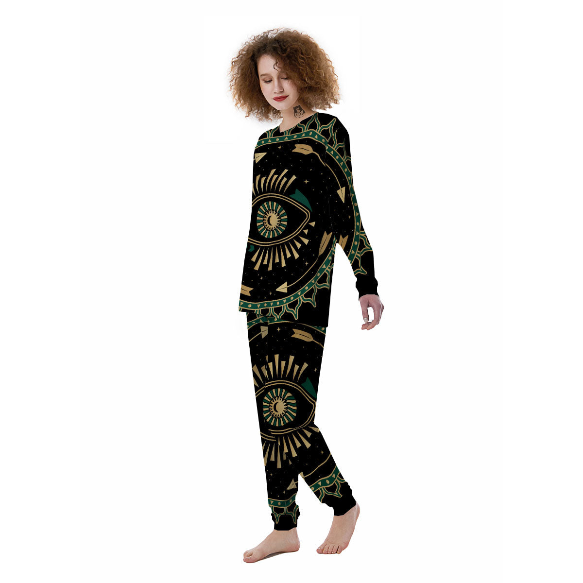 Masonic Eye Green Print Women's Pajamas-grizzshop