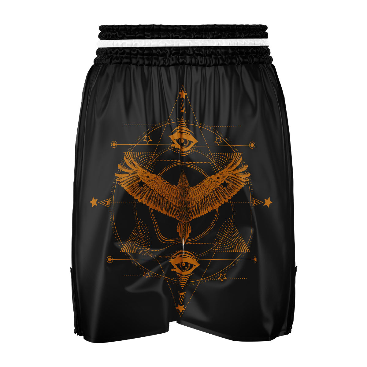 Masonic Eye Raven Print Boxing Shorts-grizzshop