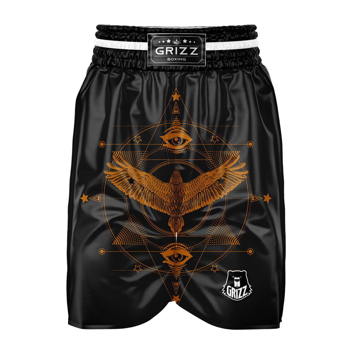 Masonic Eye Raven Print Boxing Shorts-grizzshop