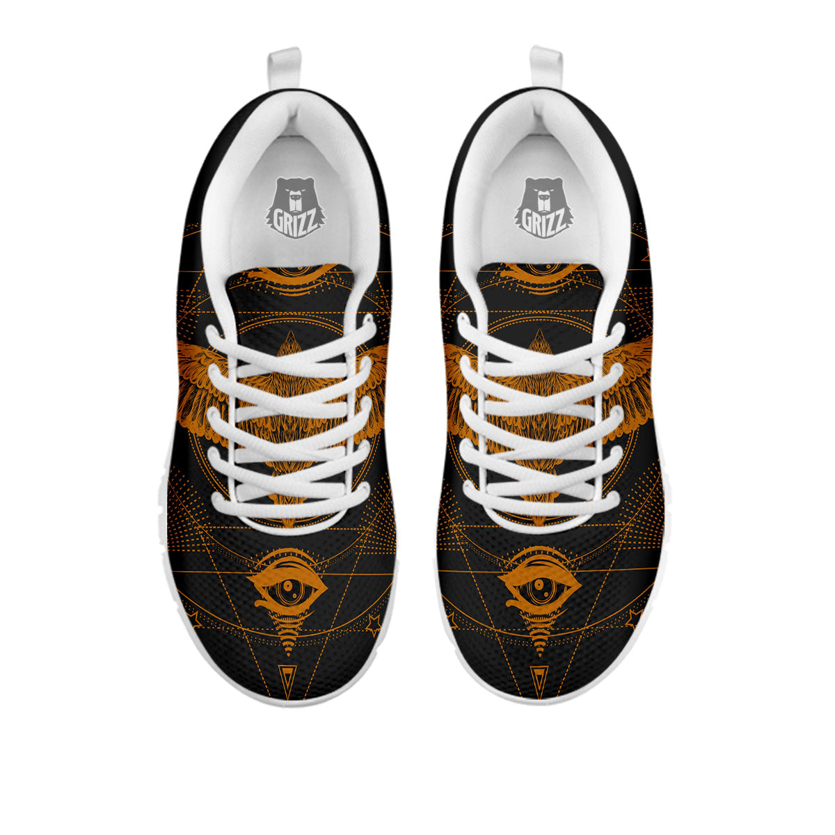 Masonic Eye Raven Print White Sneaker-grizzshop
