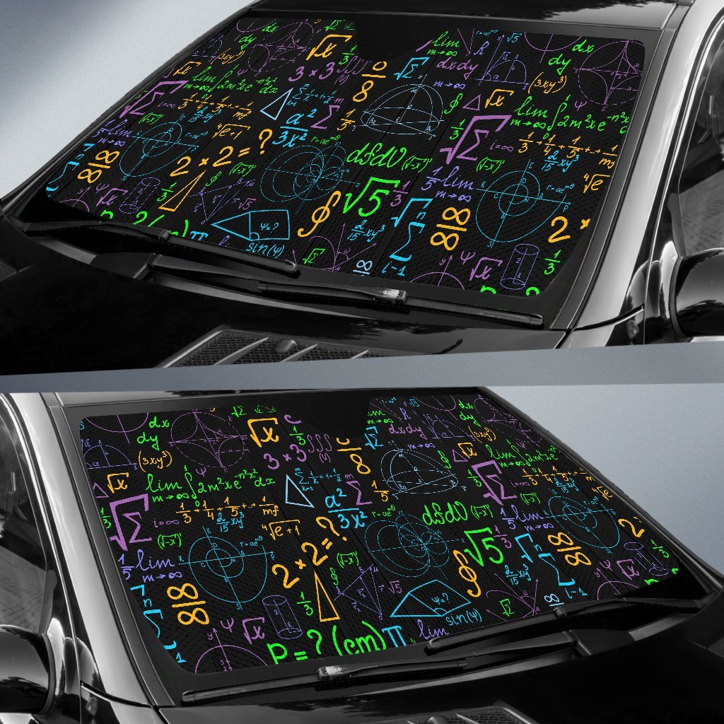 Math Pattern Print Car Sun Shade-grizzshop