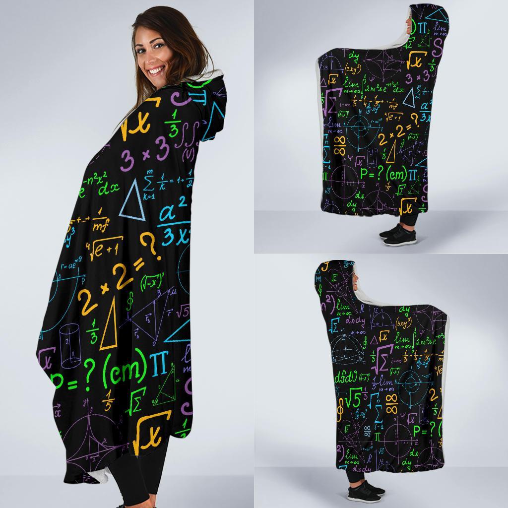 Math Pattern Print Hooded Blanket-grizzshop