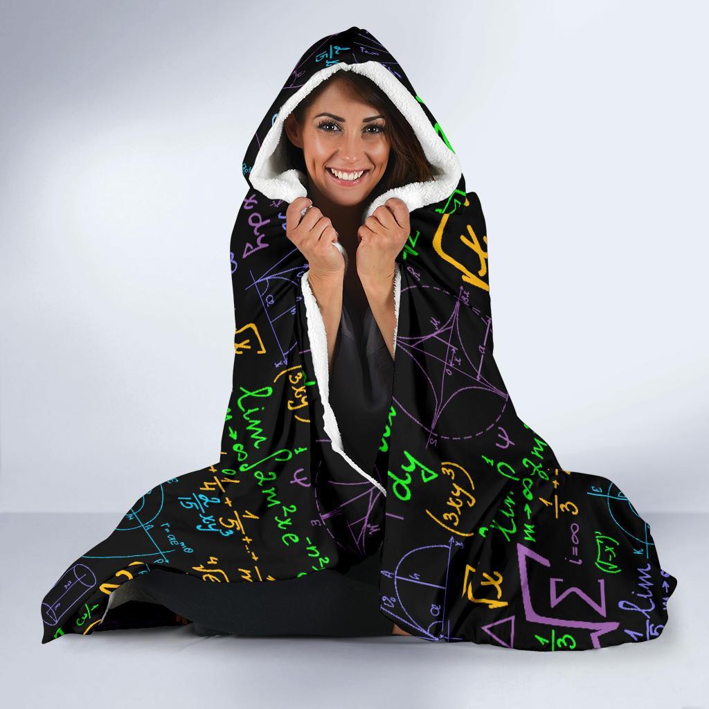 Math Pattern Print Hooded Blanket-grizzshop