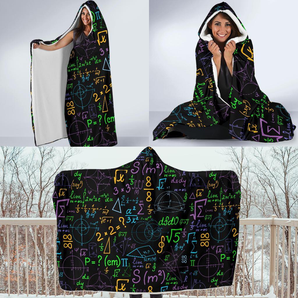 Math Pattern Print Hooded Blanket-grizzshop