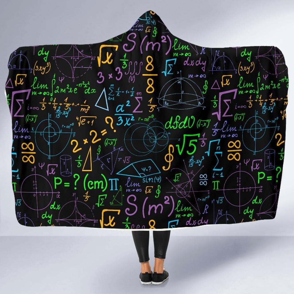 Math Pattern Print Hooded Blanket-grizzshop