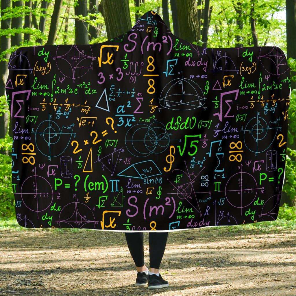 Math Pattern Print Hooded Blanket-grizzshop