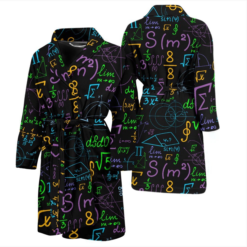 Math Pattern Print Men Long Robe-grizzshop