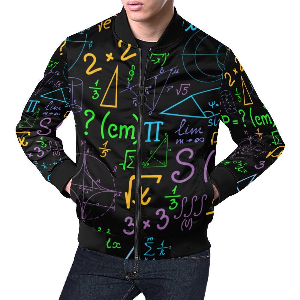 Math Pattern Print Men's Bomber Jacket-grizzshop
