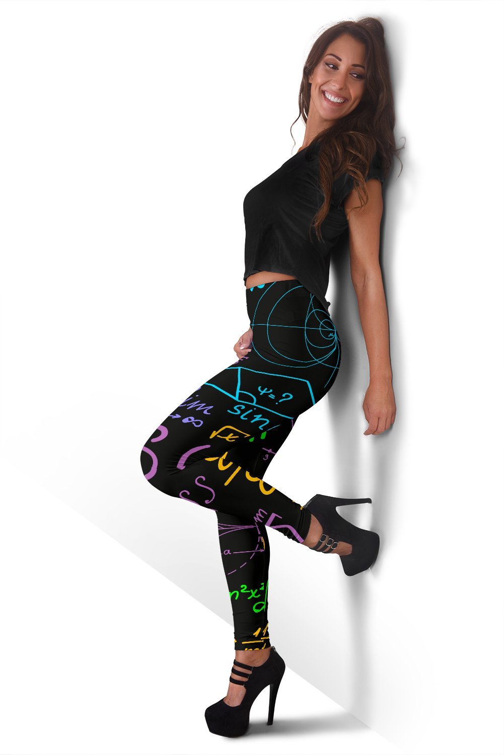 Math Pattern Print Women Leggings-grizzshop