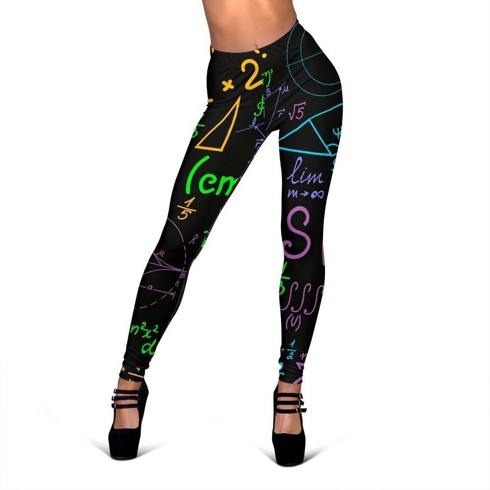 Math Pattern Print Women Leggings-grizzshop