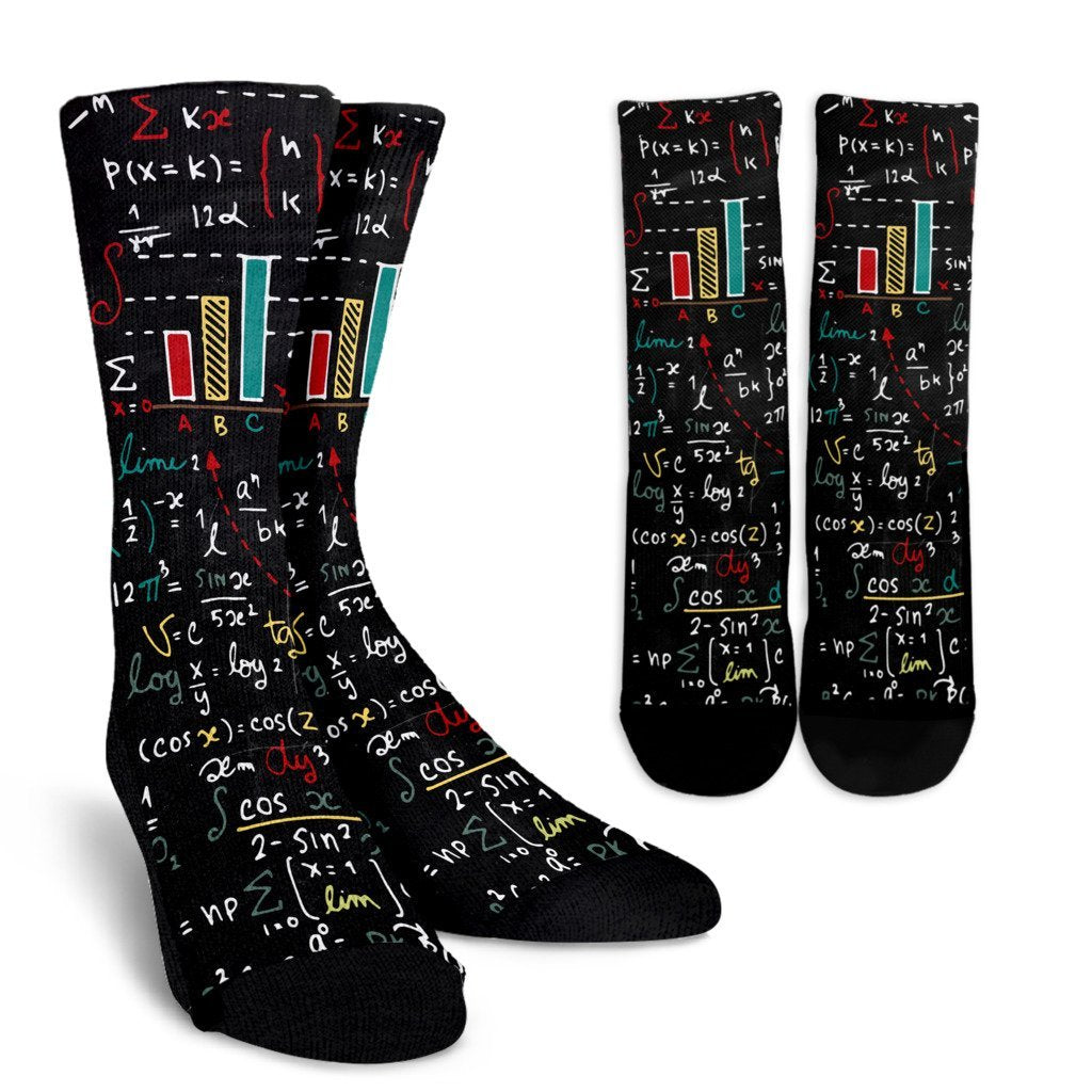 Math Print Pattern Unisex Crew Socks-grizzshop