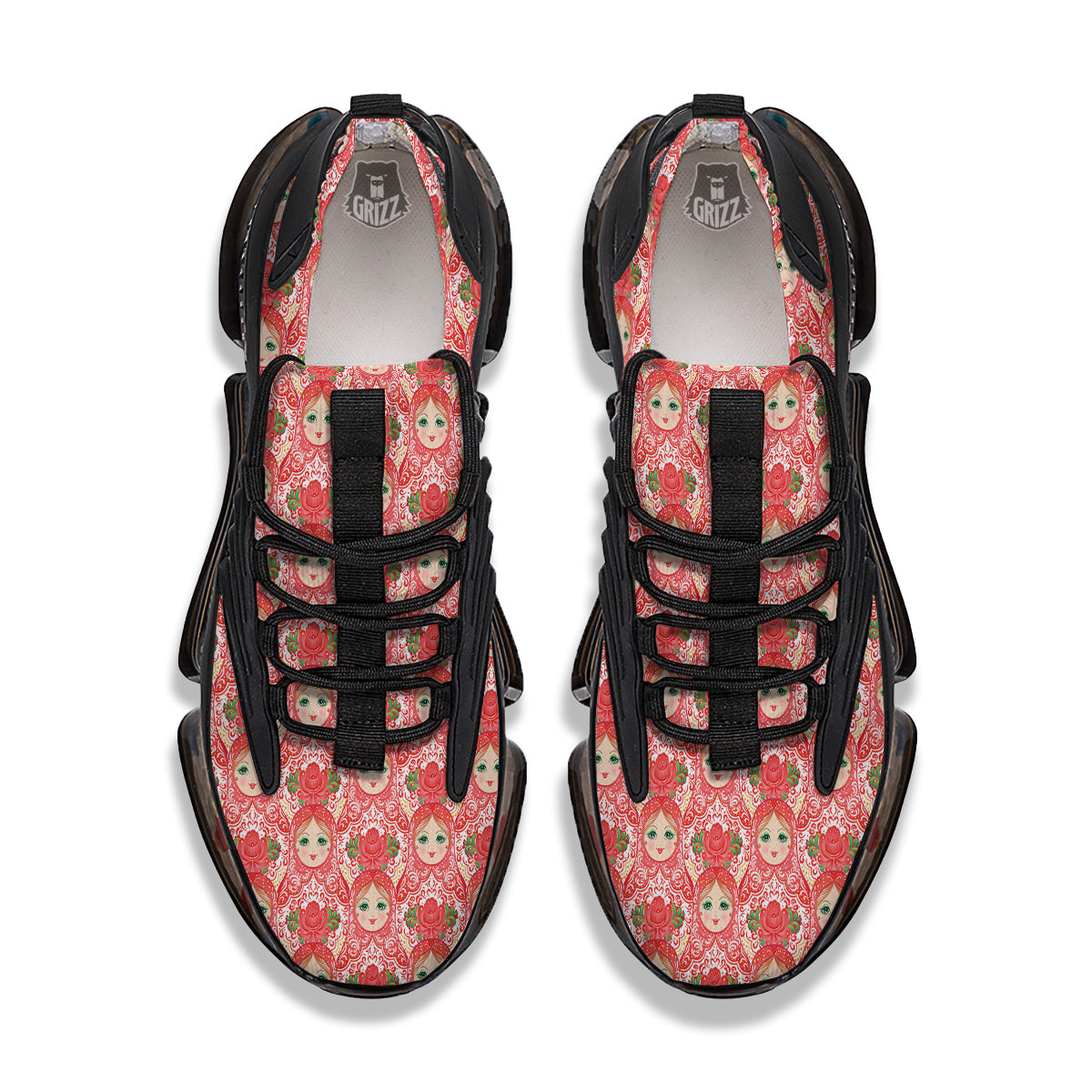 Matryoshka Traditional Pink Print Pattern Black Gym Shoes-grizzshop