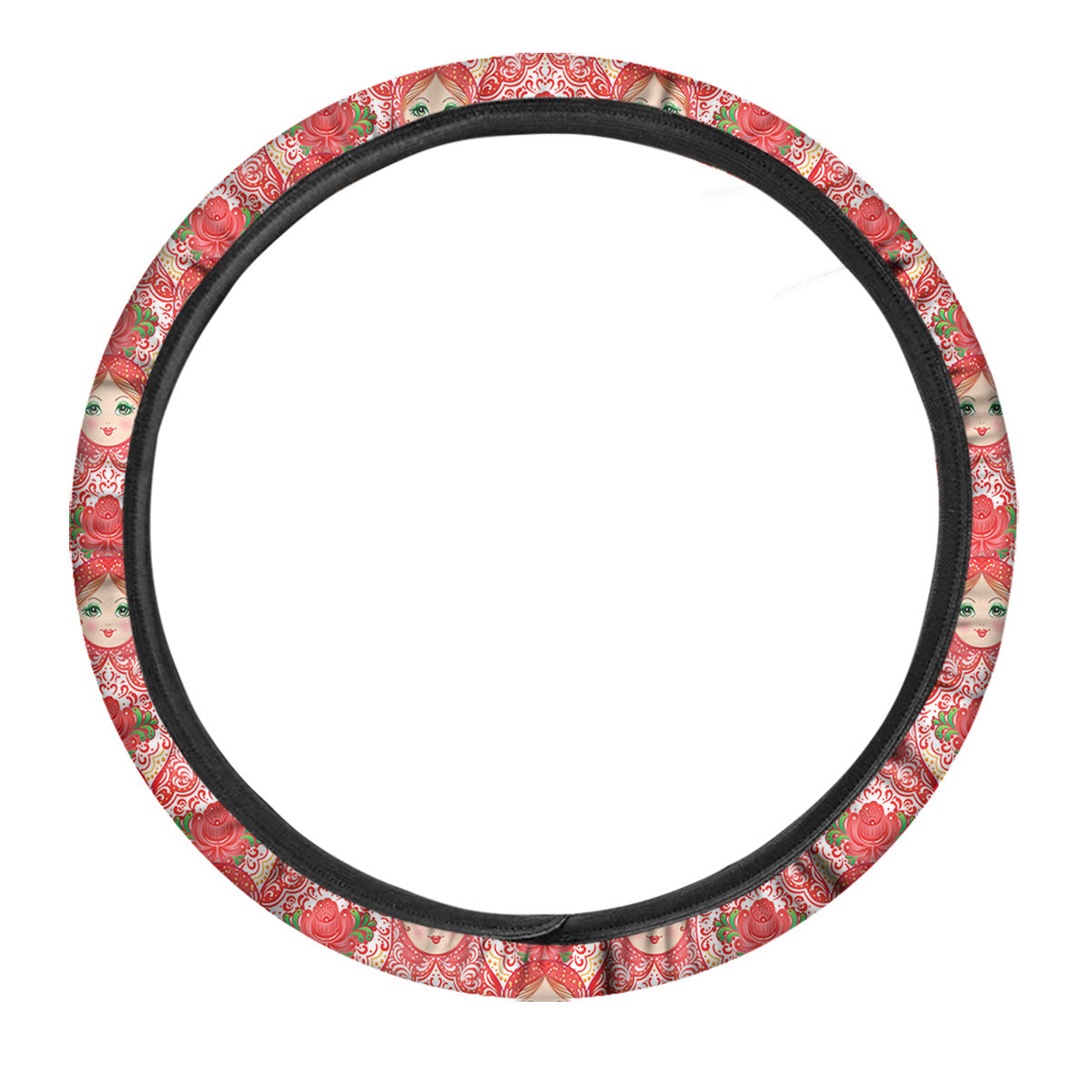 Matryoshka Traditional Pink Print Pattern Car Steering Wheel Cover-grizzshop