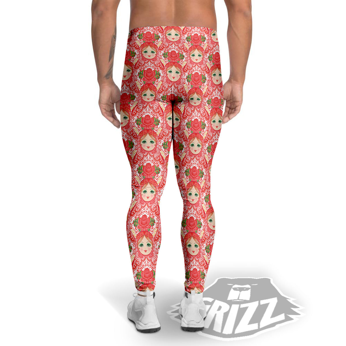 Matryoshka Traditional Pink Print Pattern Men's Leggings-grizzshop