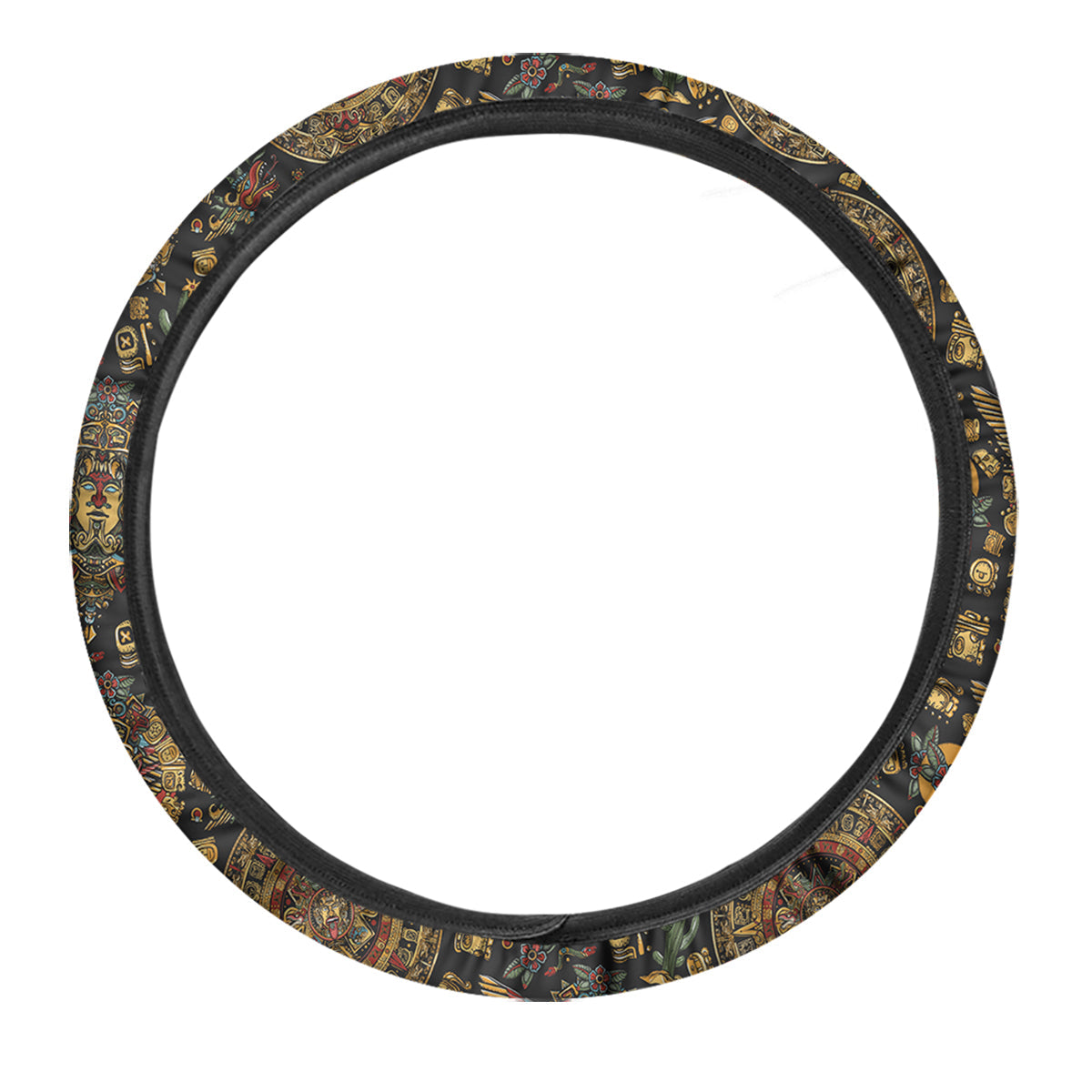 Maya Ancient Print Pattern Car Steering Wheel Cover-grizzshop