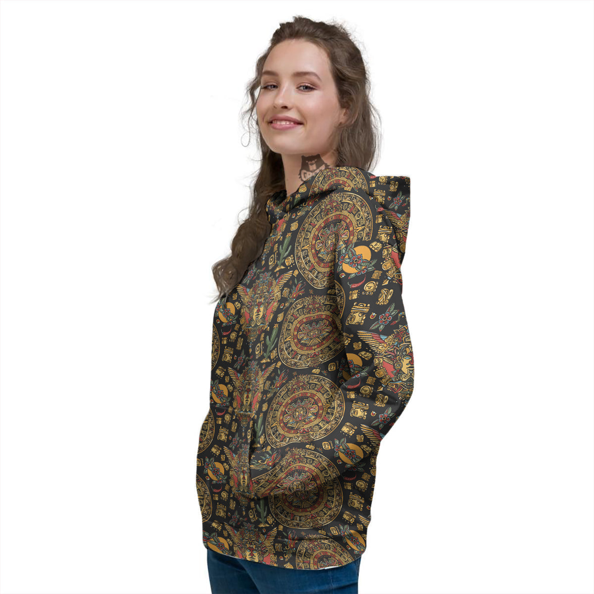 Maya Ancient Print Pattern Women's Hoodie-grizzshop