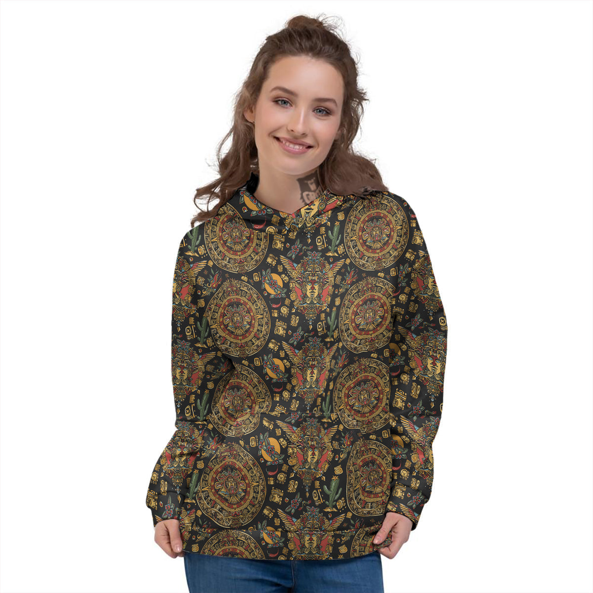 Maya Ancient Print Pattern Women's Hoodie-grizzshop