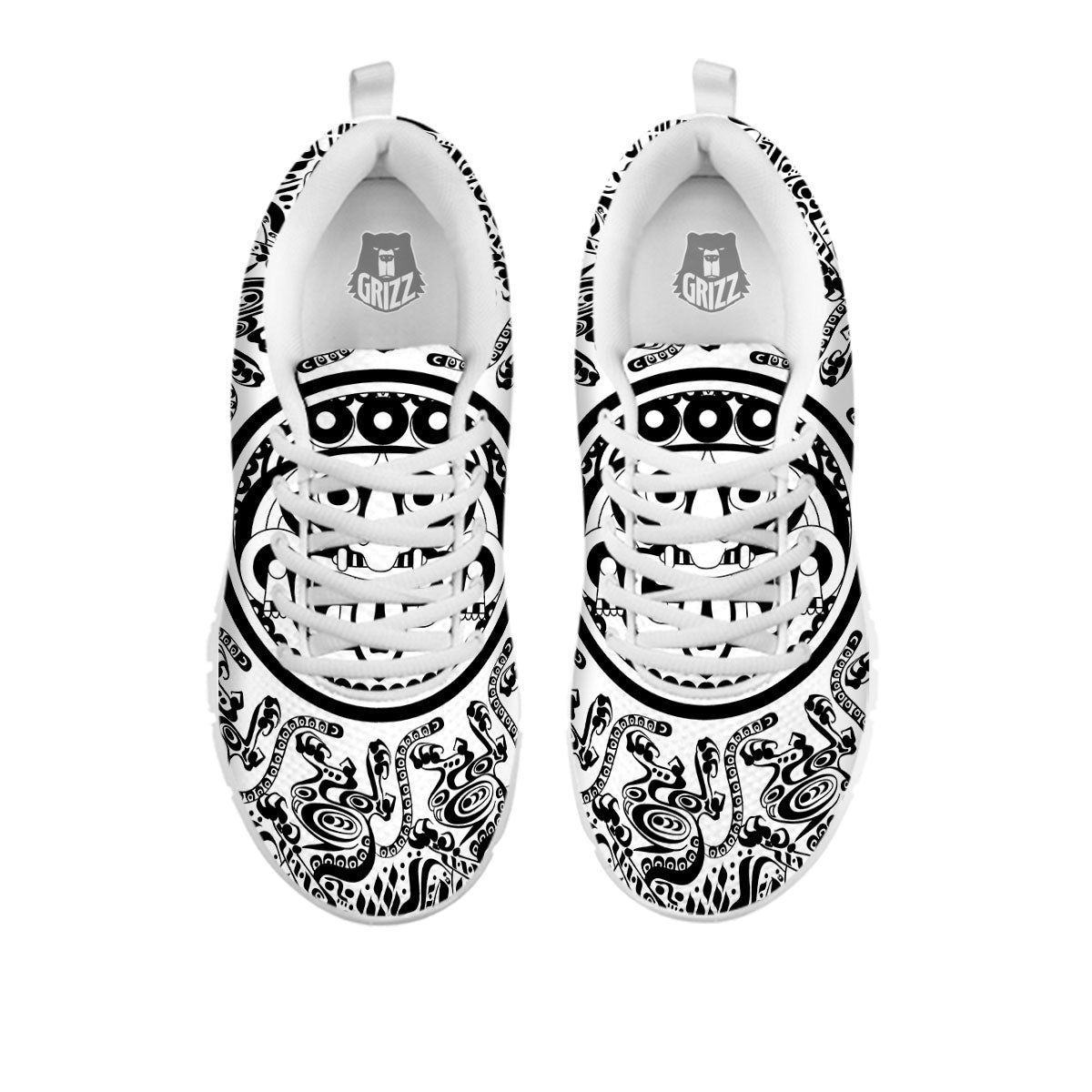 Maya Calendar White And Black Print White Sneaker-grizzshop