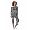 Maya Calendar White And Black Print Women's Pajamas-grizzshop