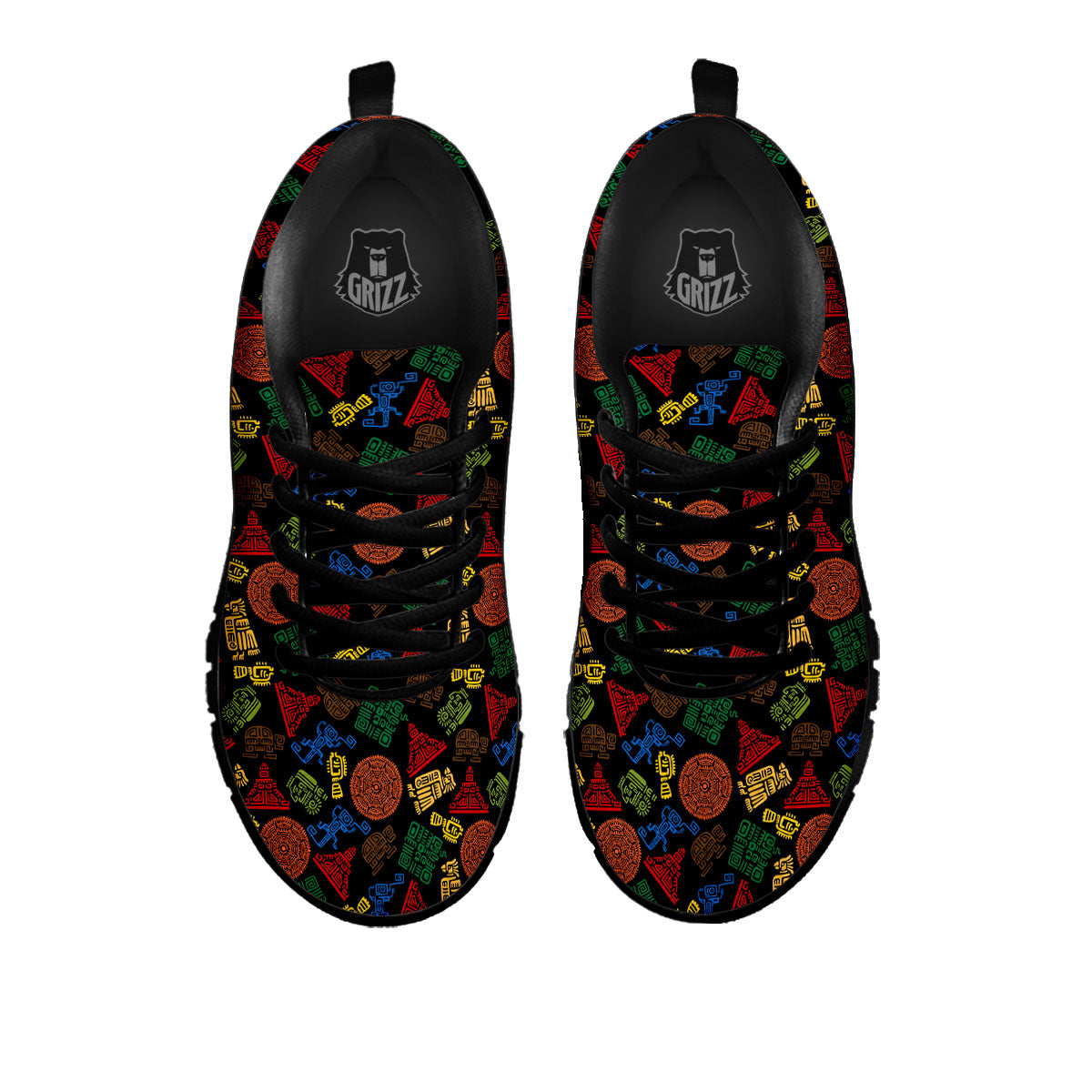 Maya Colorful Print Pattern Black Sneaker-grizzshop