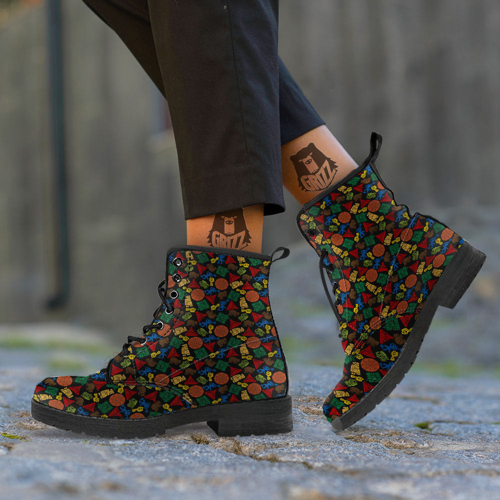 Maya Colorful Print Pattern Leather Boots-grizzshop