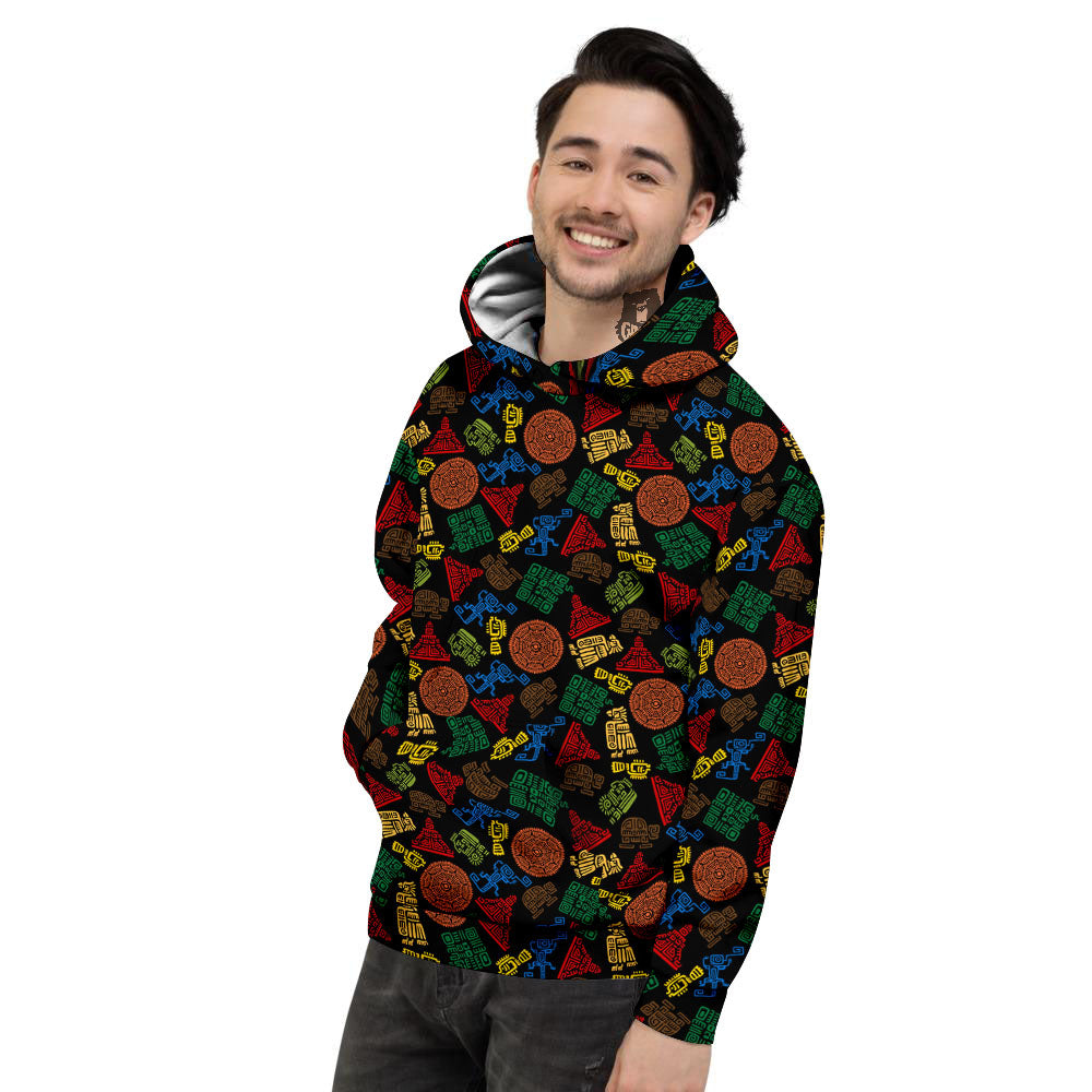 Maya Colorful Print Pattern Men's Hoodie-grizzshop