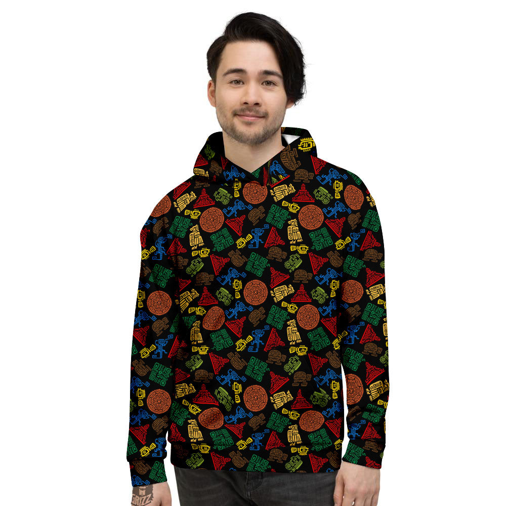 Maya Colorful Print Pattern Men's Hoodie-grizzshop