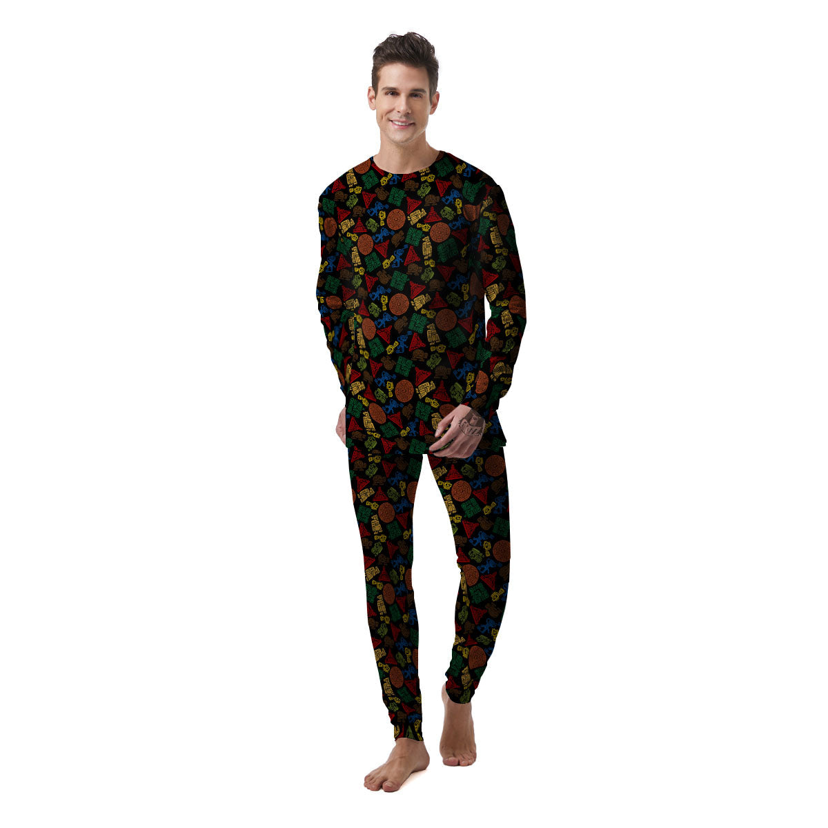 Maya Colorful Print Pattern Men's Pajamas-grizzshop