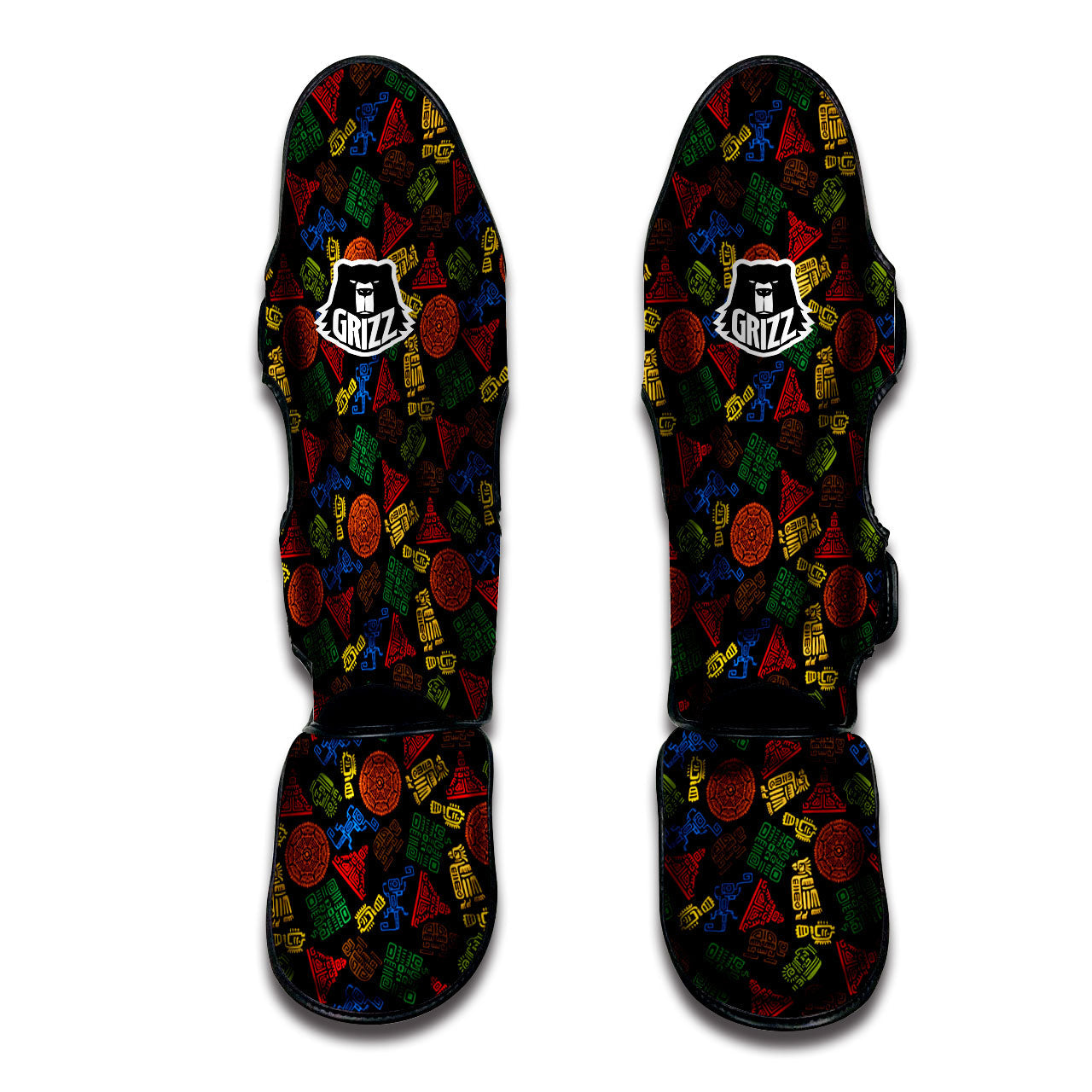 Maya Colorful Print Pattern Muay Thai Shin Guards-grizzshop