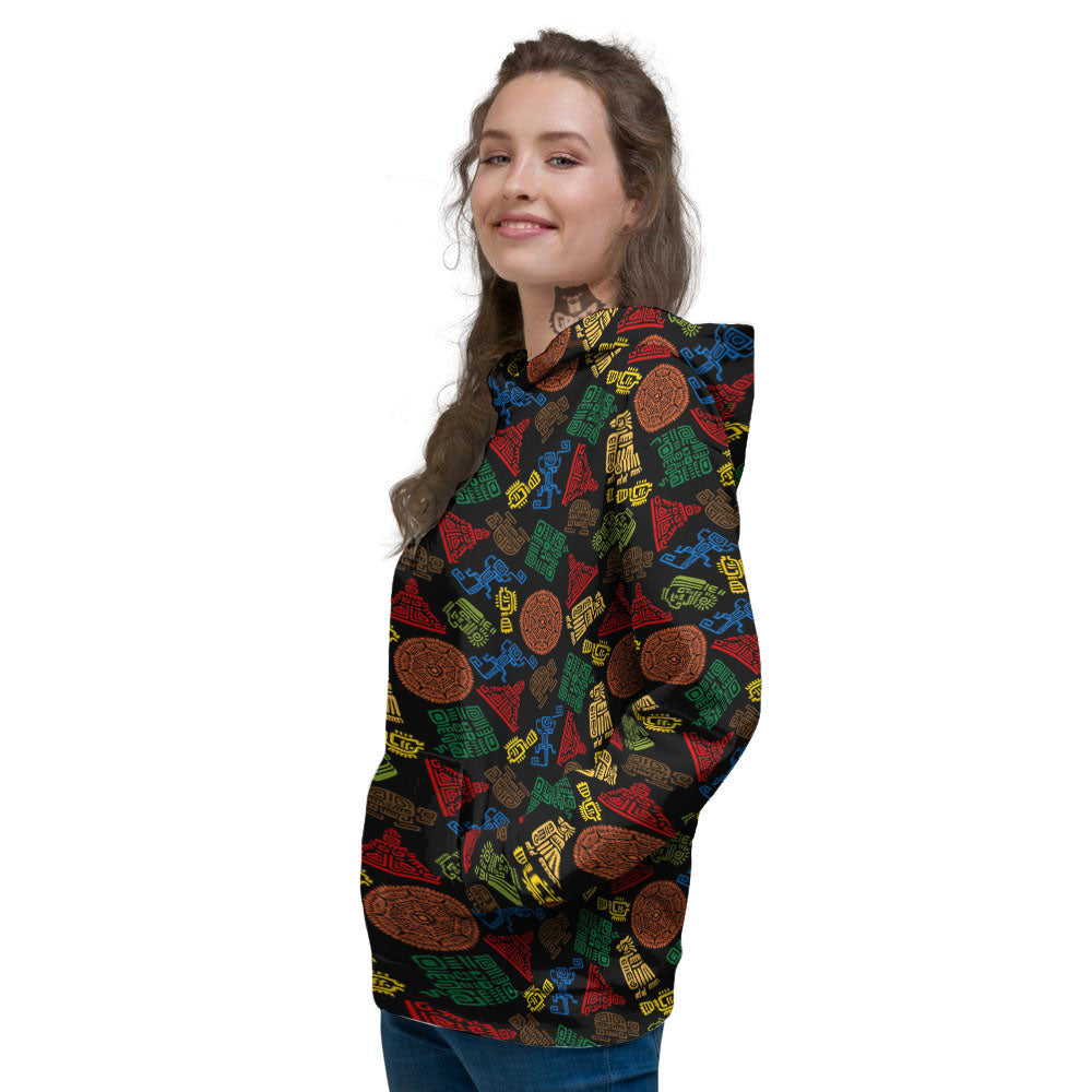 Maya Colorful Print Pattern Women's Hoodie-grizzshop