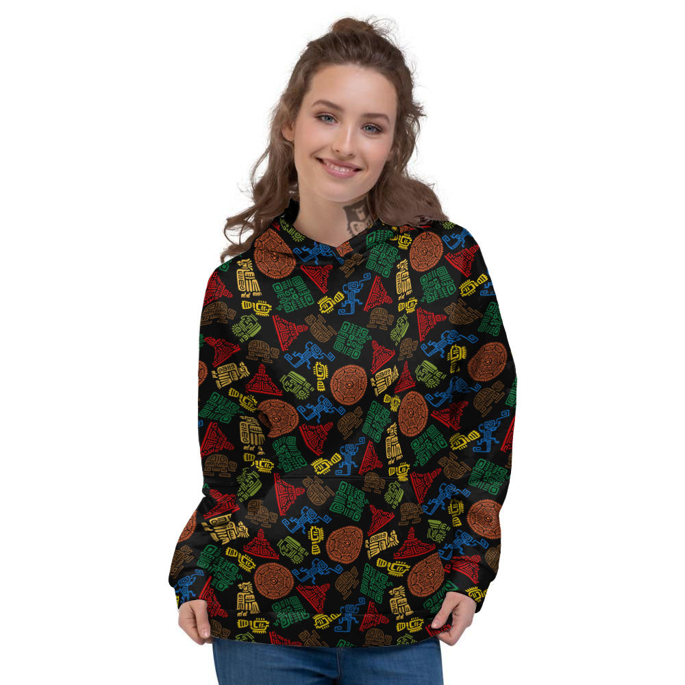 Maya Colorful Print Pattern Women's Hoodie-grizzshop