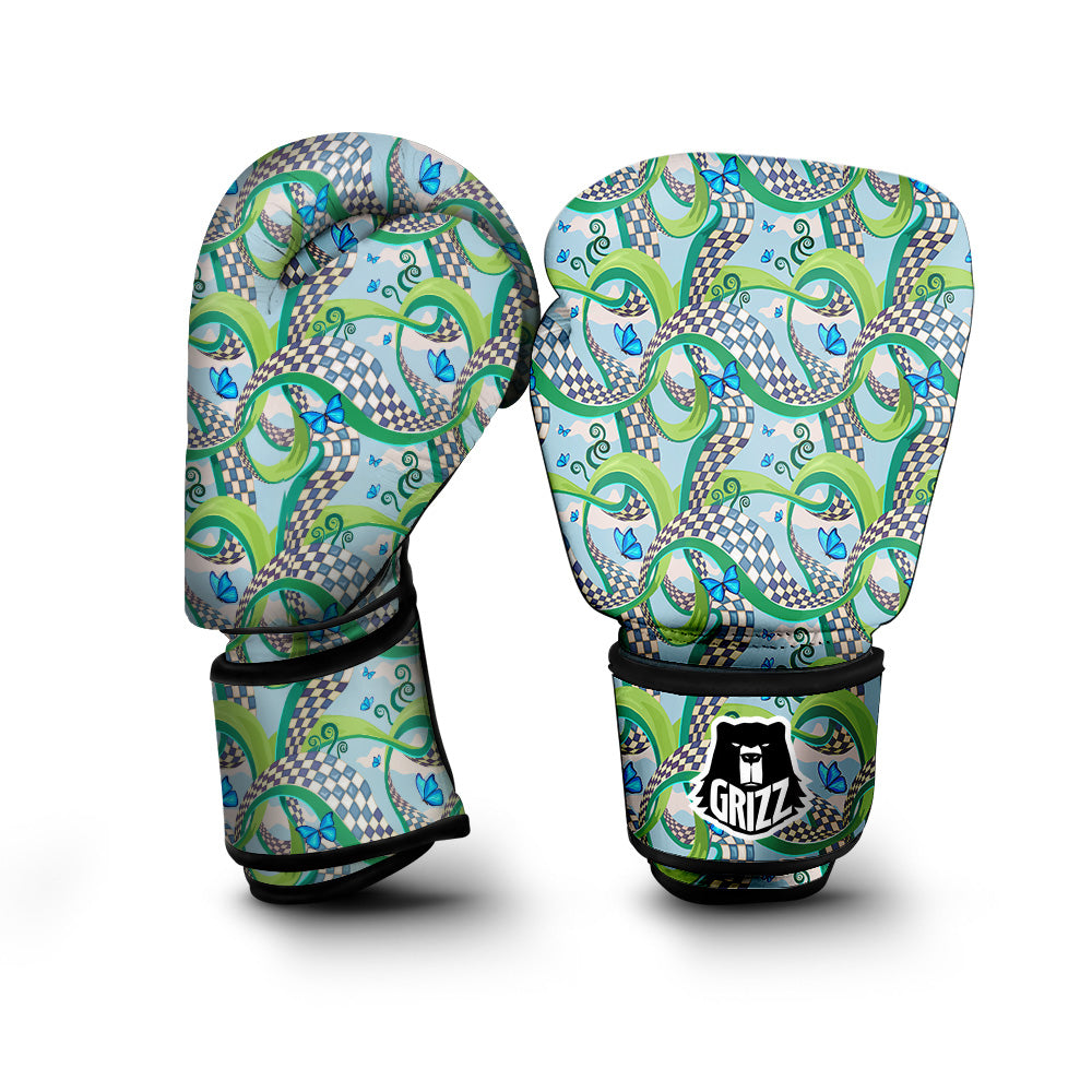 Maze Checkered Print Pattern Boxing Gloves-grizzshop