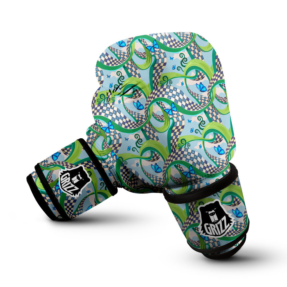 Maze Checkered Print Pattern Boxing Gloves-grizzshop