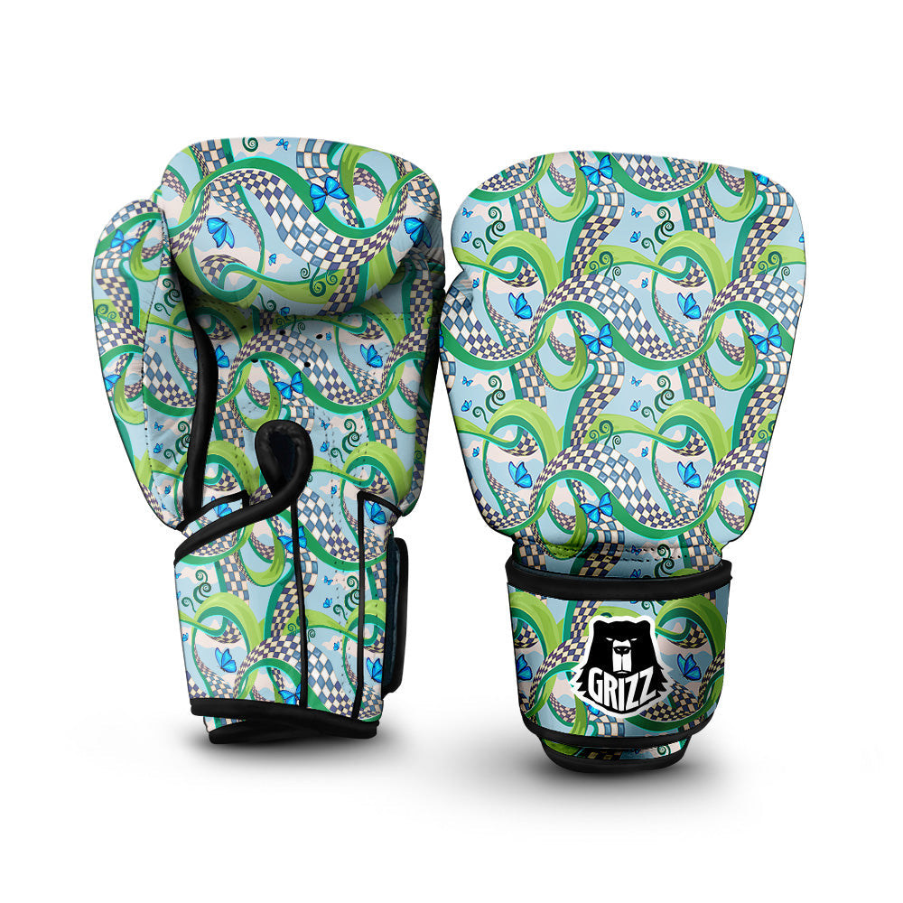 Maze Checkered Print Pattern Boxing Gloves-grizzshop
