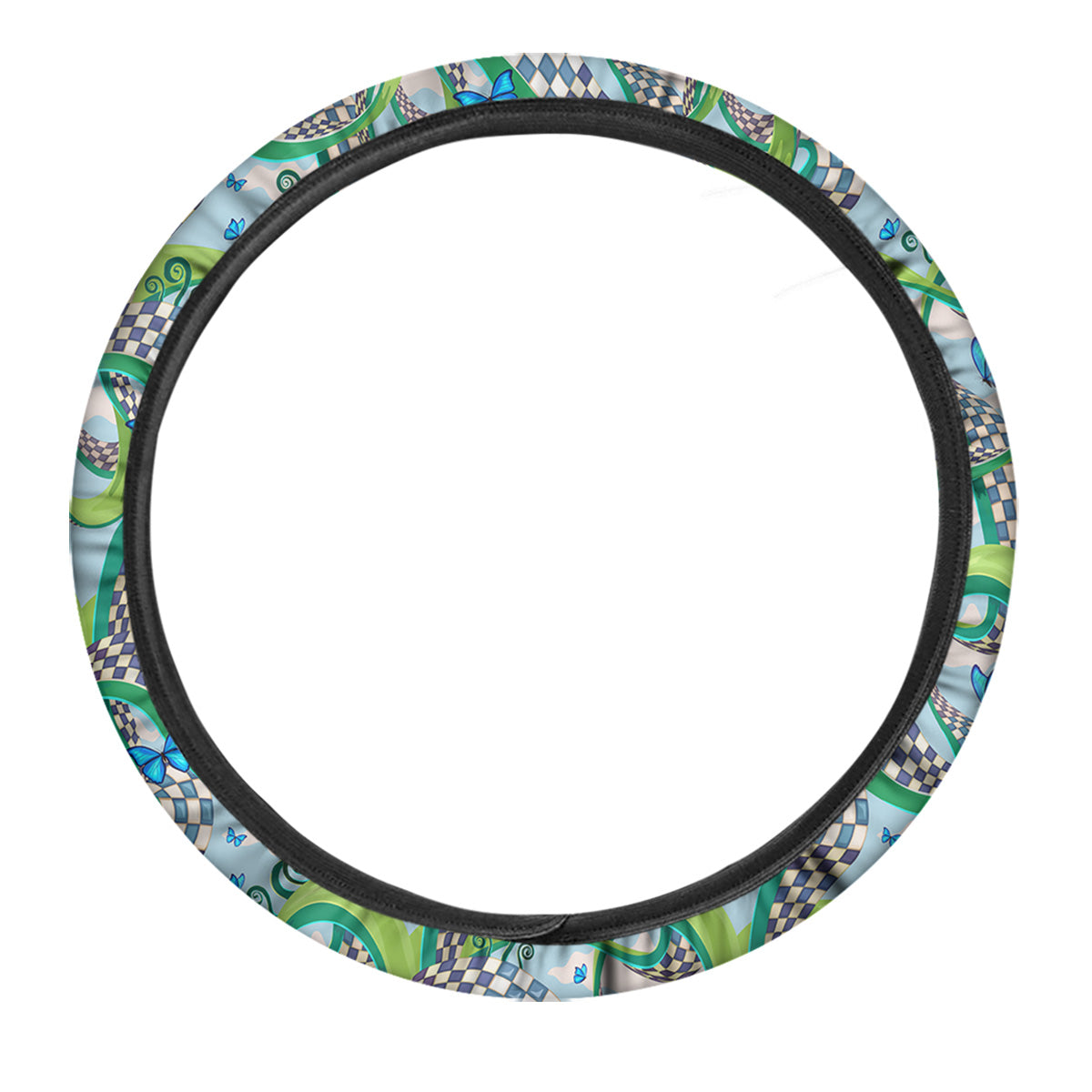 Maze Checkered Print Pattern Car Steering Wheel Cover-grizzshop