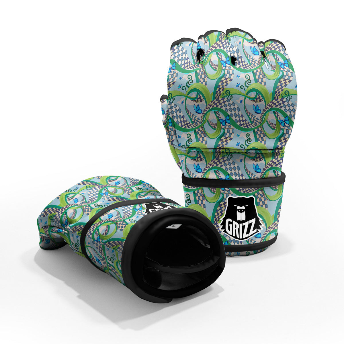 Maze Checkered Print Pattern MMA Gloves-grizzshop