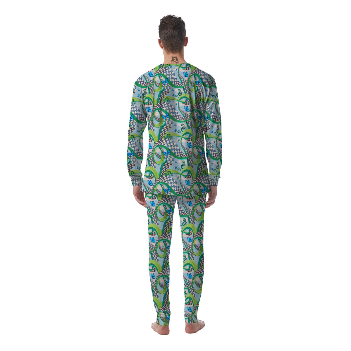 Maze Checkered Print Pattern Men's Pajamas-grizzshop