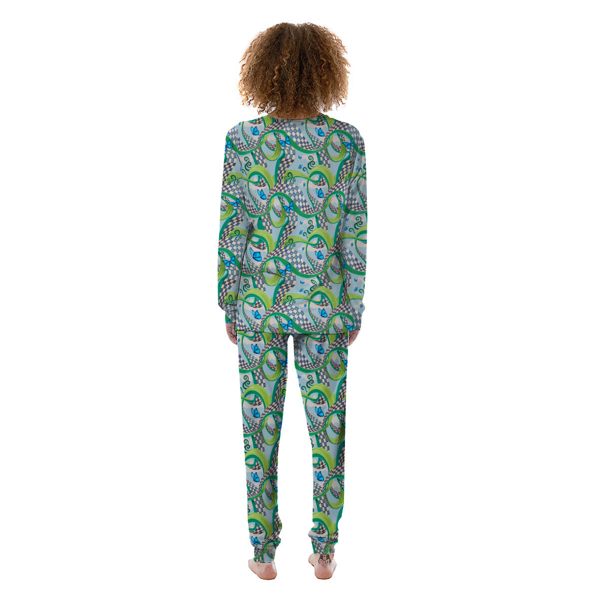 Maze Checkered Print Pattern Women's Pajamas-grizzshop