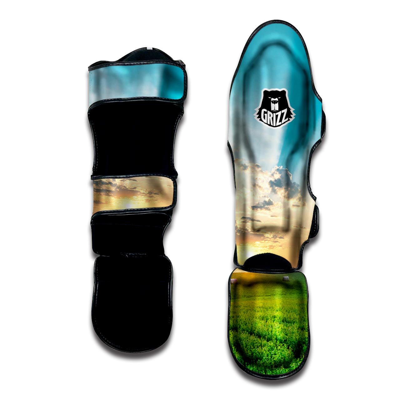 Meadow Sunrise Print Muay Thai Shin Guards-grizzshop