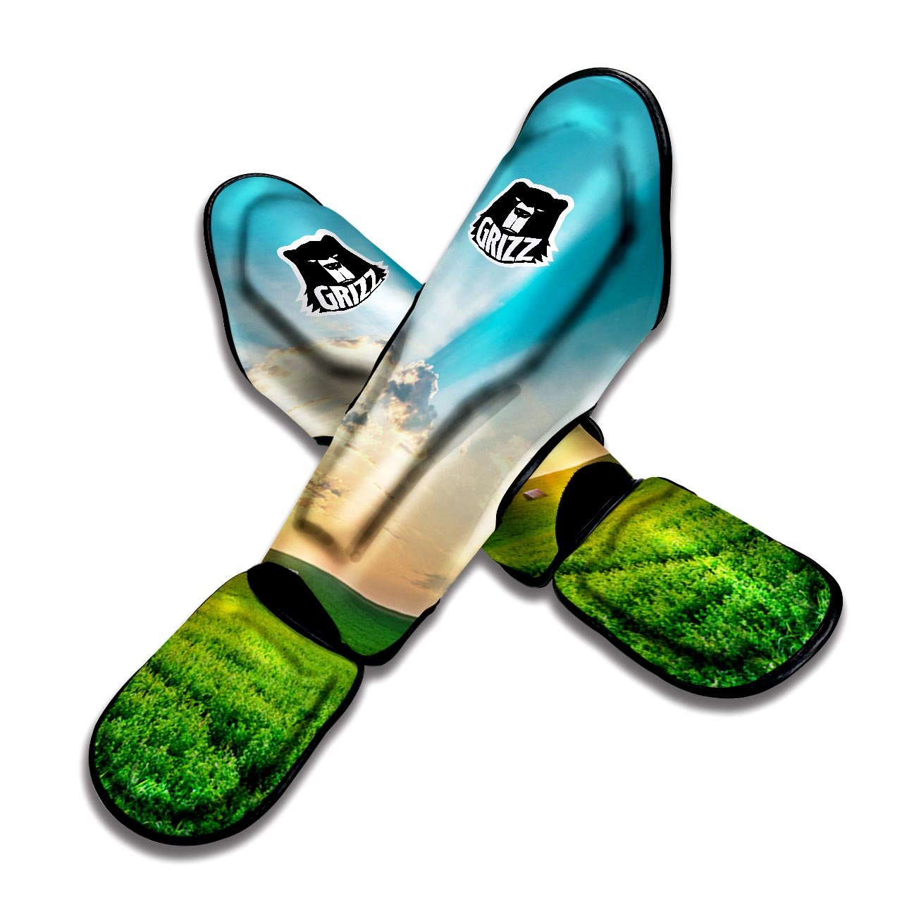 Meadow Sunrise Print Muay Thai Shin Guards-grizzshop