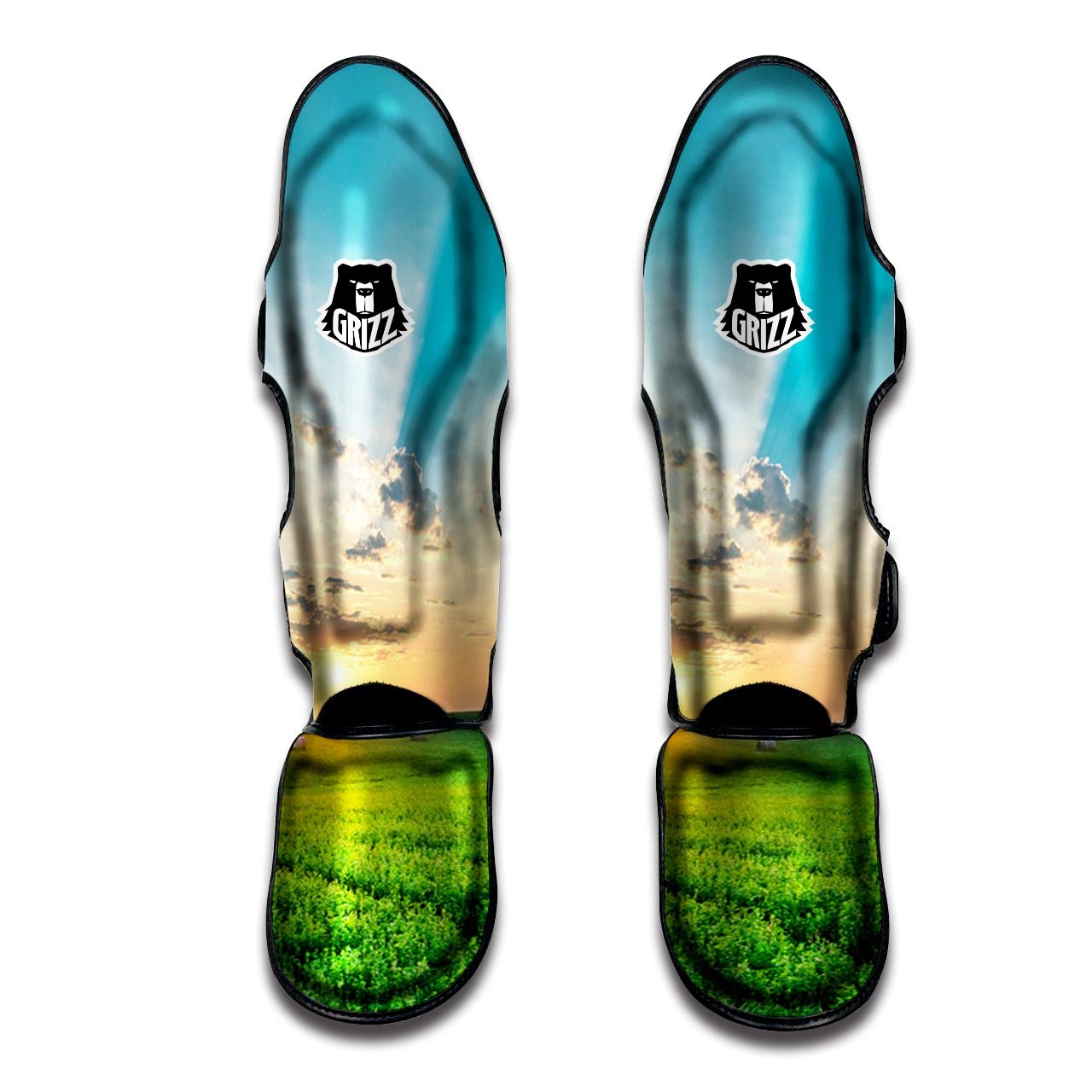 Meadow Sunrise Print Muay Thai Shin Guards-grizzshop