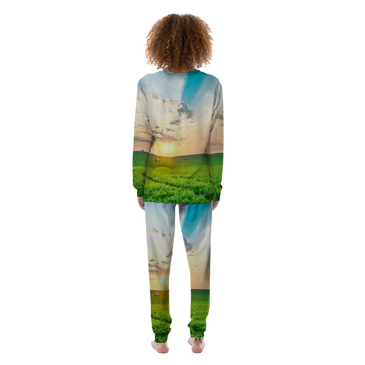 Meadow Sunrise Print Women's Pajamas-grizzshop